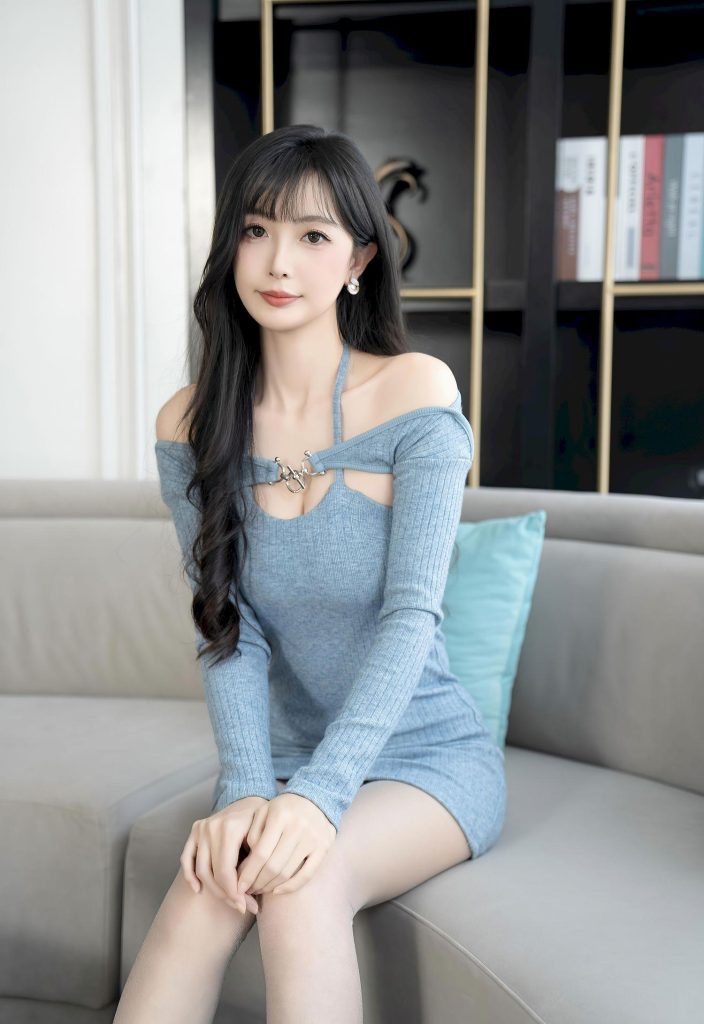 美女套图135期：‌撞脸迪丽热巴！灰色针织连衣裙+长发，甜辣气质谁挡得住？-高清美女套图，你想要的都有。