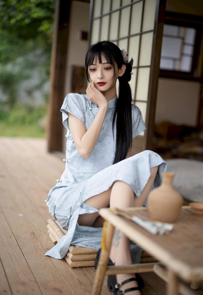 图片[2]-美女套图120期：李小冉的民国梦，浅蓝旗袍里的温婉杀