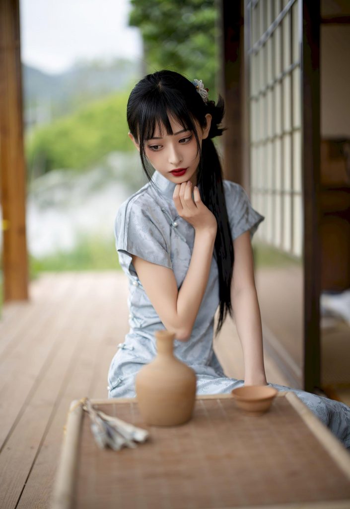 图片[3]-美女套图120期：李小冉的民国梦，浅蓝旗袍里的温婉杀