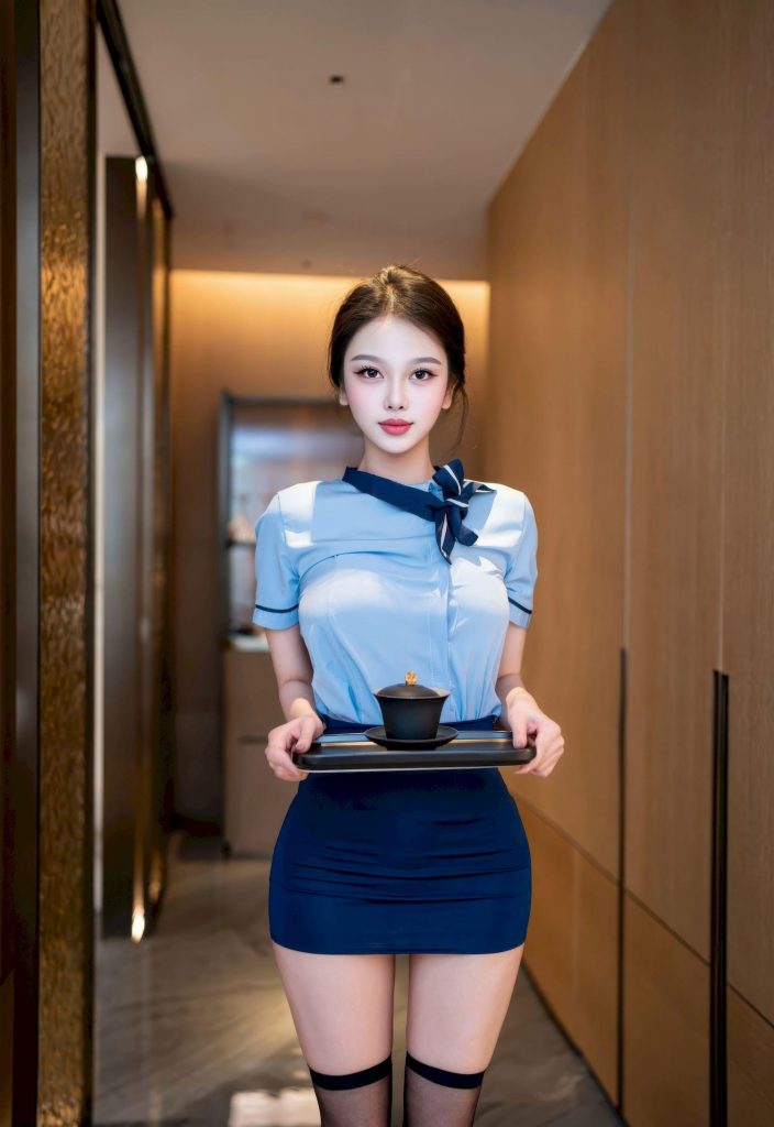 图片[2]-美女图片：神似杨超越的空姐，蓝制服里的灵动与温婉