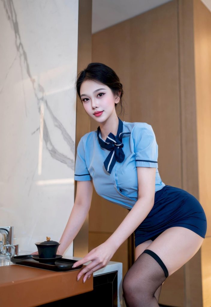 图片[3]-美女图片：神似杨超越的空姐，蓝制服里的灵动与温婉
