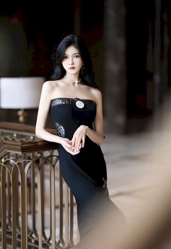 图片[3]-美女图片：程程程-黑色长裙搭配黑丝撩人心扉